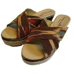 Bettye Muller Espadrille Platform Wedge Sandals Size 38 (US‎ 8) Ikat Fabric